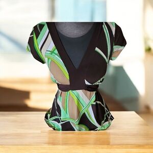 Stylish Green and Brown Women's Top